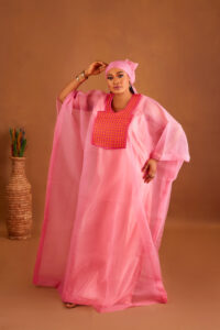 Pink Luxe Sheer Agbada Set