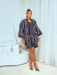 Black Pattern MIDI Dress